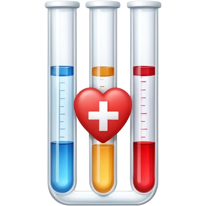 A single symbol representing sexual health clinic with test tubes and subtle heart icon, medical symbol with red cross emoji