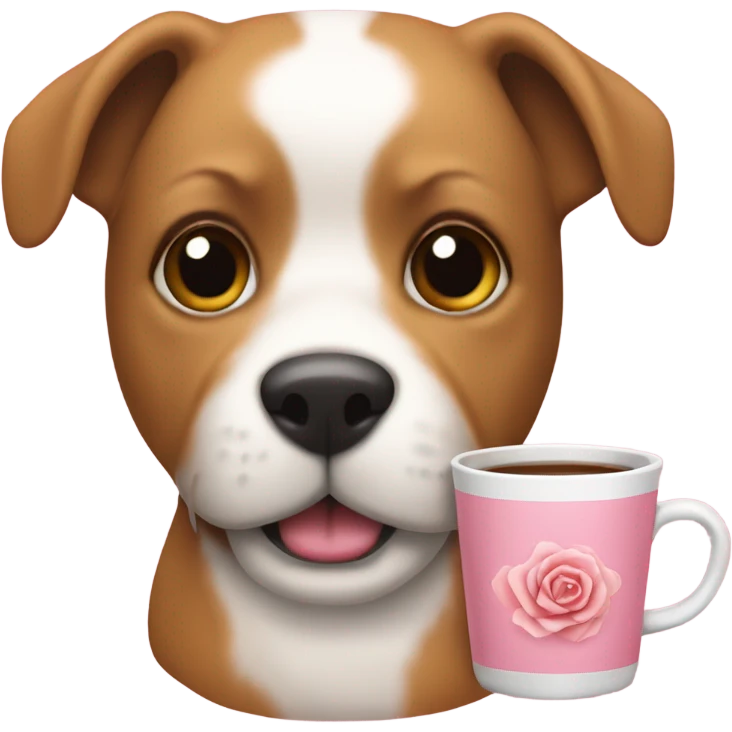un té rosado con un perrito al lado emoji