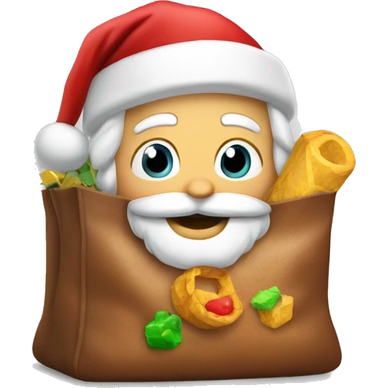 Santa llevando carbón en su bolsa de juguetes  emoji