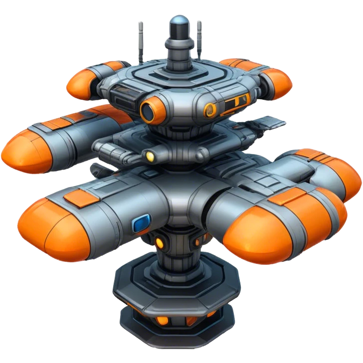 Orange, cyberpunk style, neon, gravity realistic space station emoji