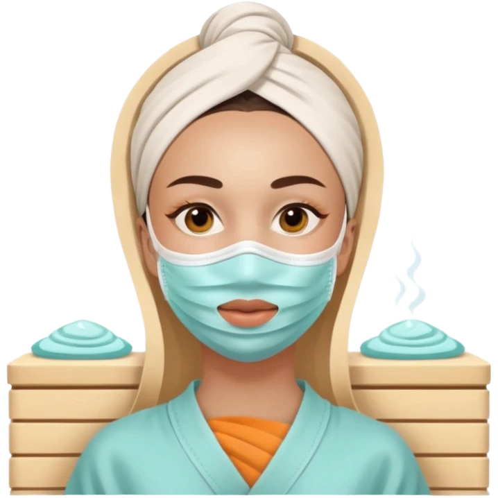 Lady with face mask spa beauty full face relaxing emoji