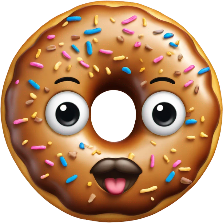 A donut with a head that has black hair and freckles emoji