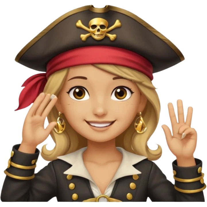 cute pirate girl saluting emoji