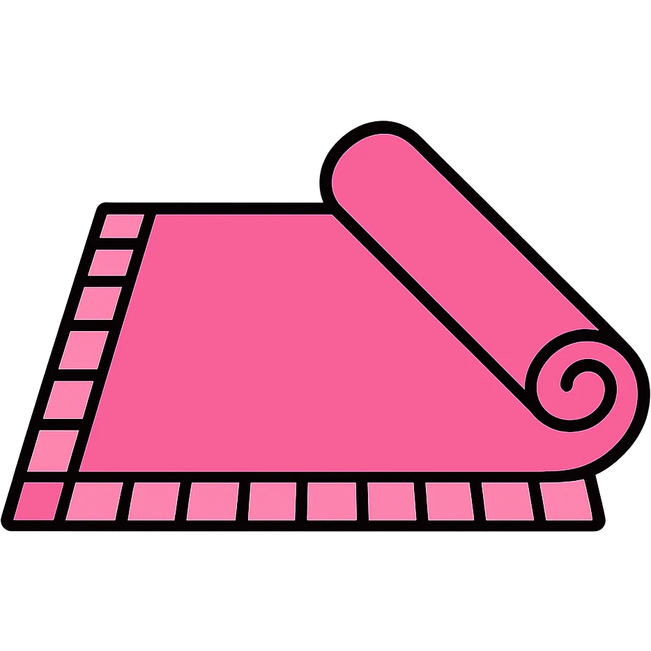 cute pink picnic mat, color icon style, bright pink, clean and modern emoji