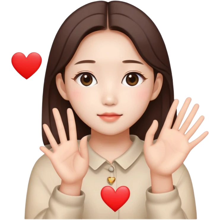 Looks like wonyoung IVE with love sign on her hand emoji