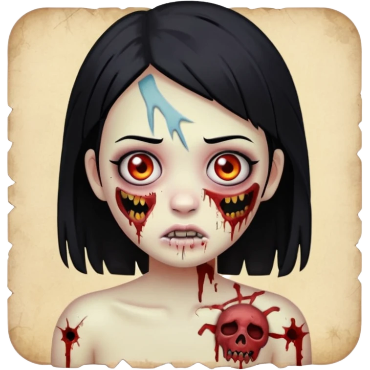 franjinha, zombie, emoji, menina, cabelo preto emoji