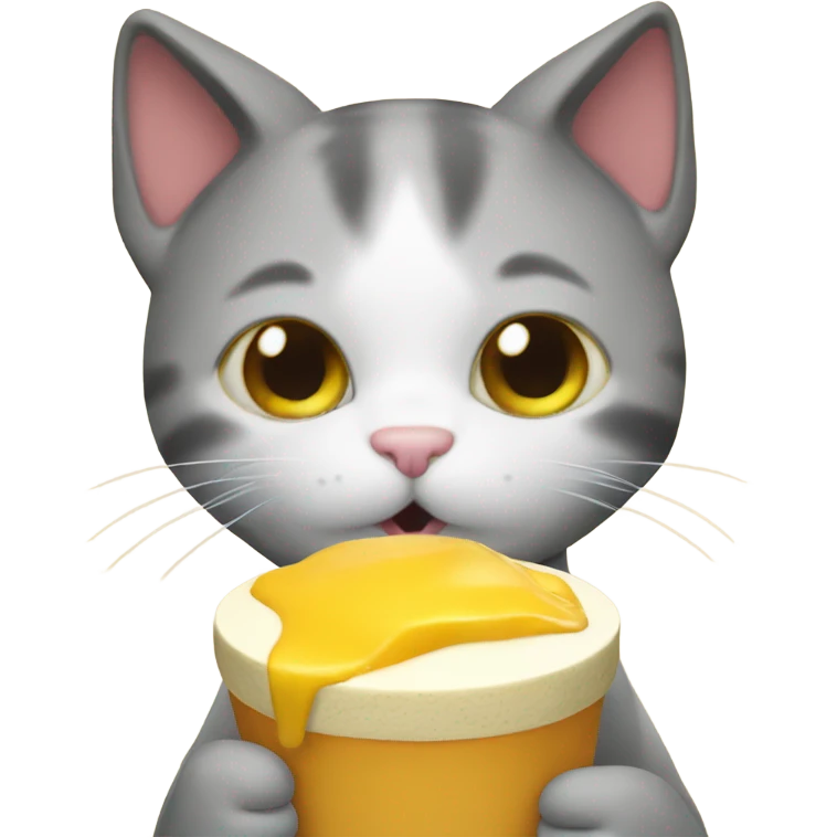 Cat eating mango pudding cup emoji