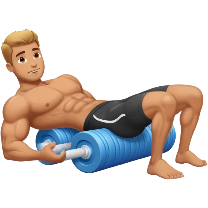 buff guy lying glutes down on foam-roller emoji