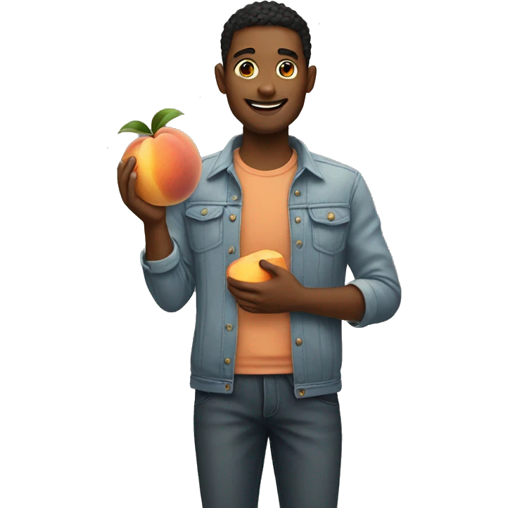 Guy holding peach emoji