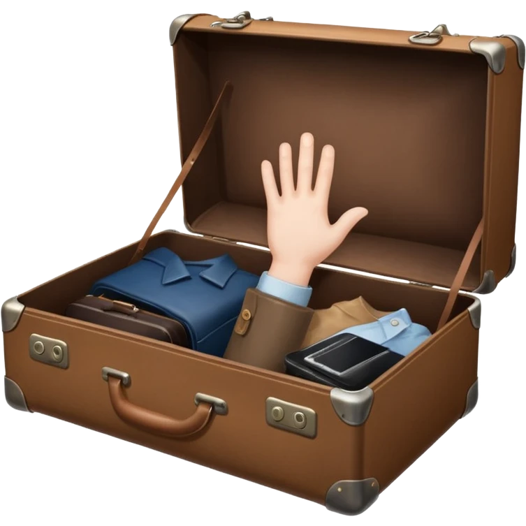 Suitcase with a hand sticking out emoji