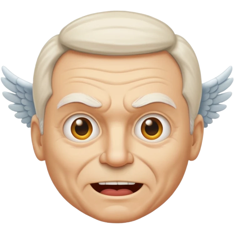 Angry older white male Italian angel like a smiley face emoji