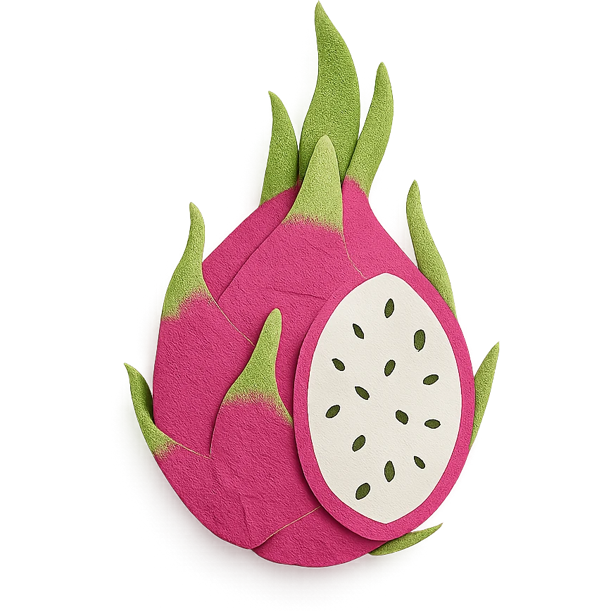 dragon fruit, paper craft style, layered paper effect, crafty look emoji