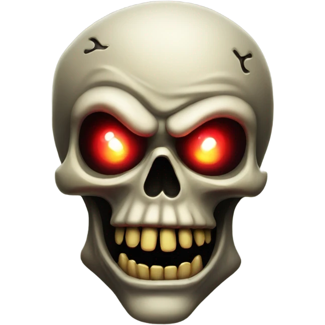 Scary pirate skull with glowing red eyes emoji