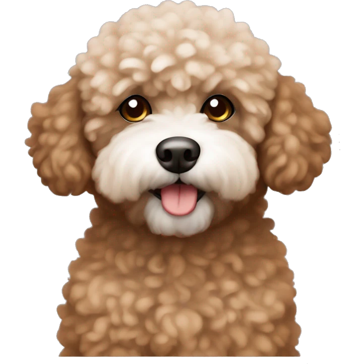 brown bichpoo with a little bit of white fur around nose only emoji