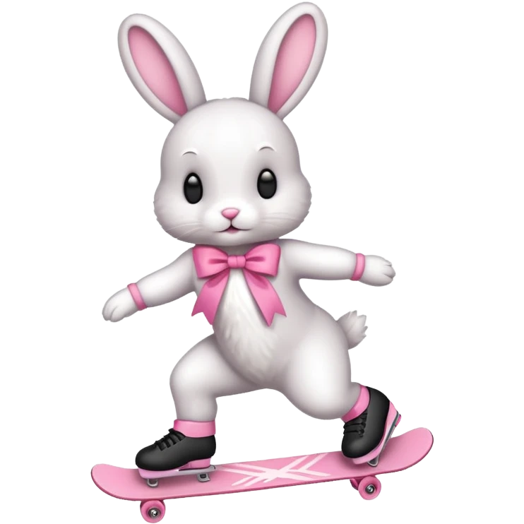 Skating bunny with ribbon  emoji