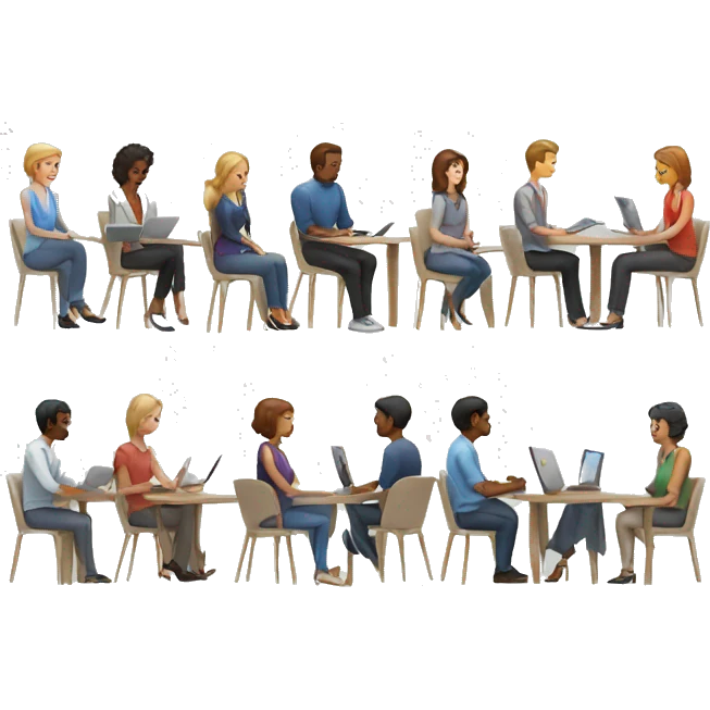 daily standup meeting people sitting in light colored chairs emoji