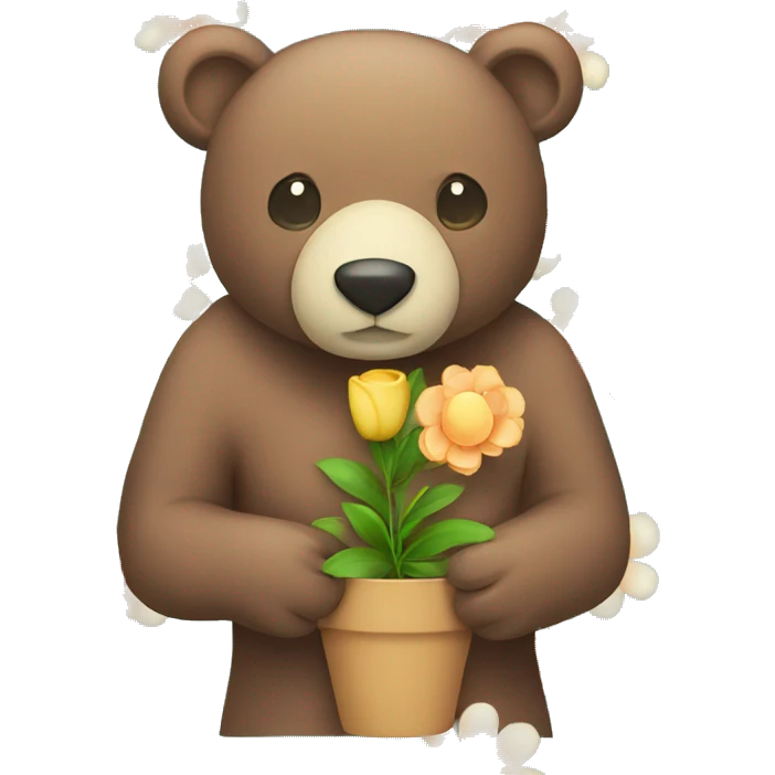 cute bear with flower emoji