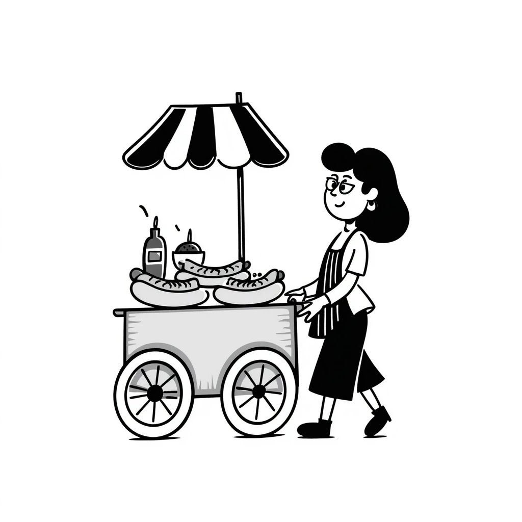 hotdog seller in New York with cart emoji