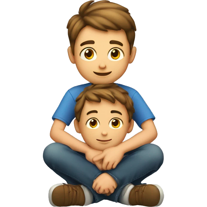Boy sitting on another boy’s lap emoji
