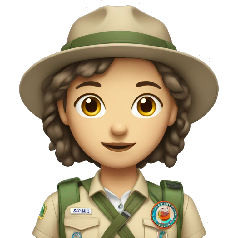 white scout girl with badges emoji