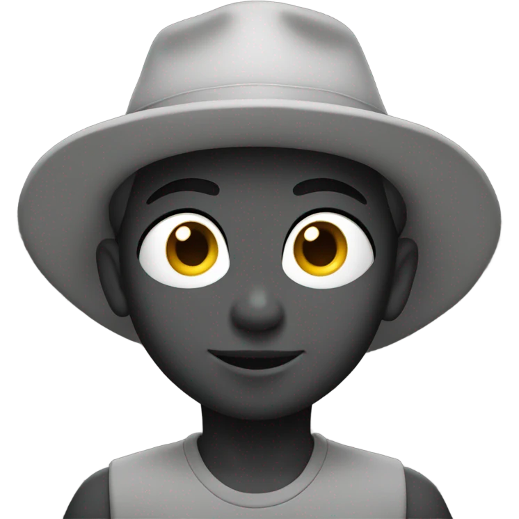 child in hat sitting still with grey eyes  emoji