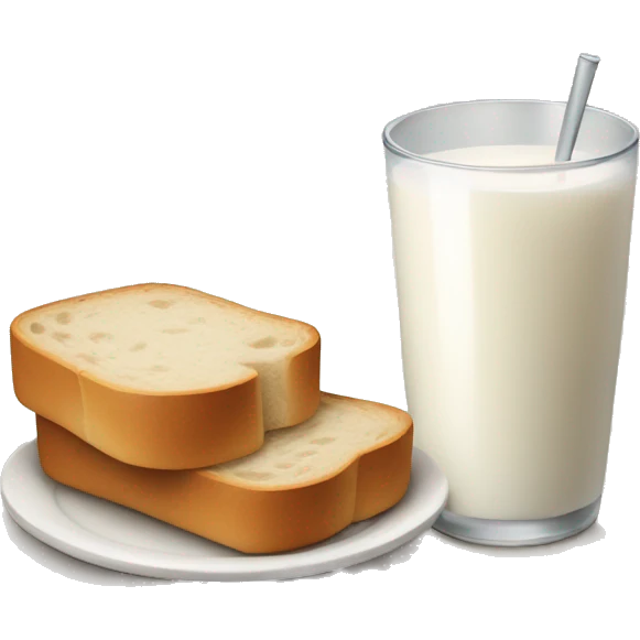 Draw bread with a cup of milk emoji