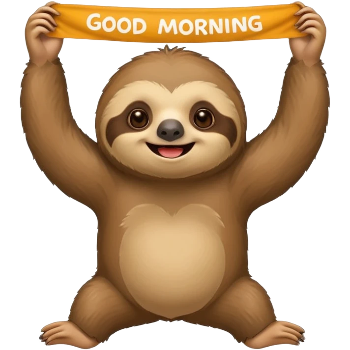 Sloth with good morning banner emoji