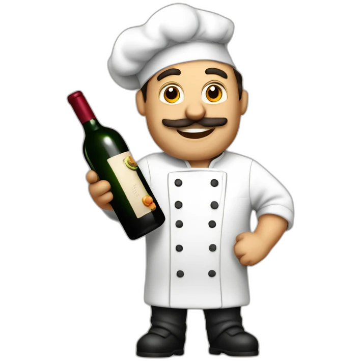 italian chef with a bottle of red wine in hand emoji