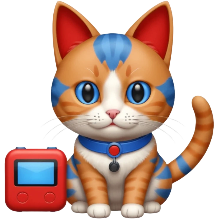 Cat with no ears head blue body blue with gadget red tail creator in fujiko pro emoji