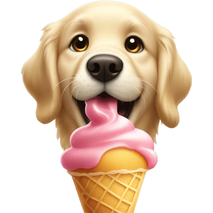 Golden retriever comiendo helado  emoji