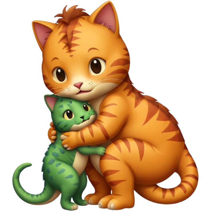 Cat hugging trex emoji