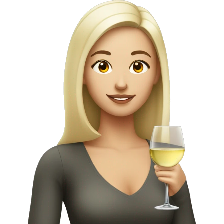 one white young woman in love drinking white wine emoji