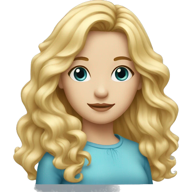 a girl with long wavy blonde hair blue eyes headshot emoji