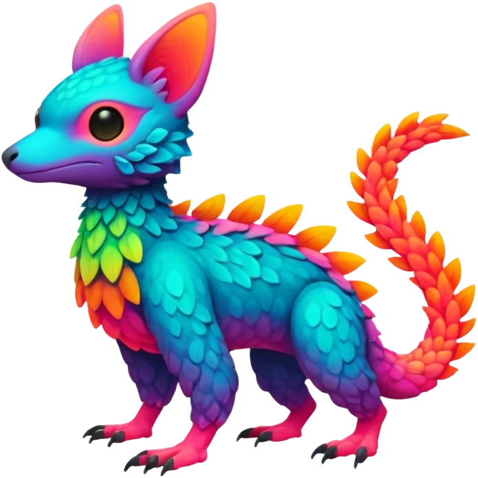  lush tropical lush warm-colored neon-colored Fakémon-Trico-creature (full body) emoji