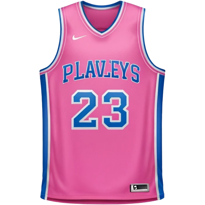 pink basketball jersey with the text PLAVLEYS 23 and a logo emoji