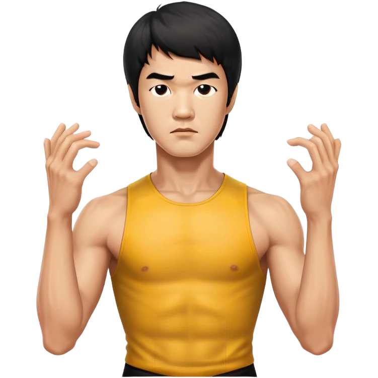 Bruce Lee martial arts legend with serious expression, chest up portrait emoji
