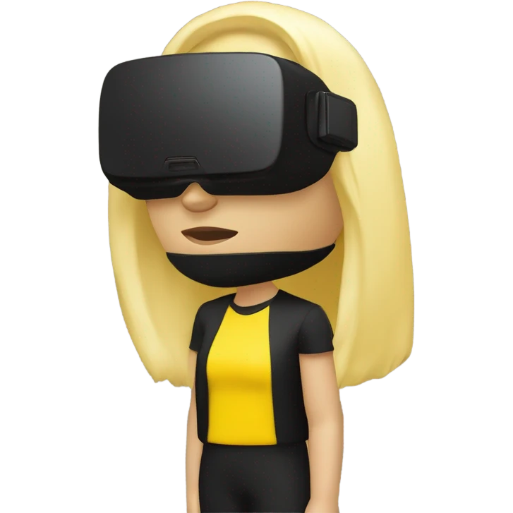 Blonde person yellow wearing the a Black VR Headset a bit nauseous emoji