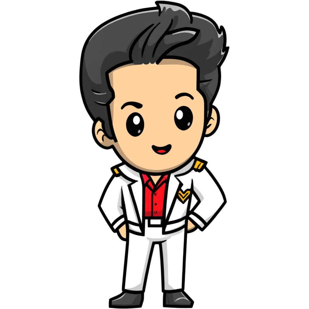 Elvis Presley with his signature look, portrait from chest up emoji
