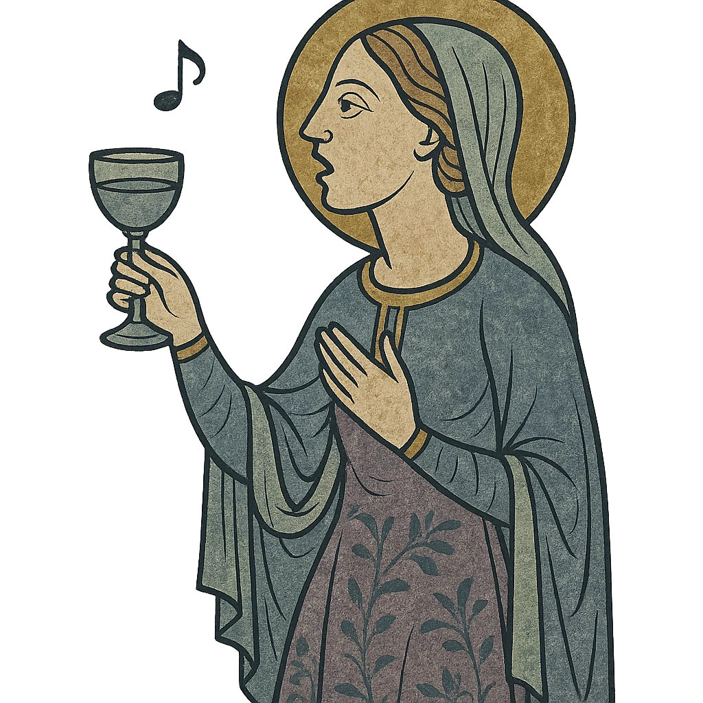 woman singing with wine glass in her hand emoji