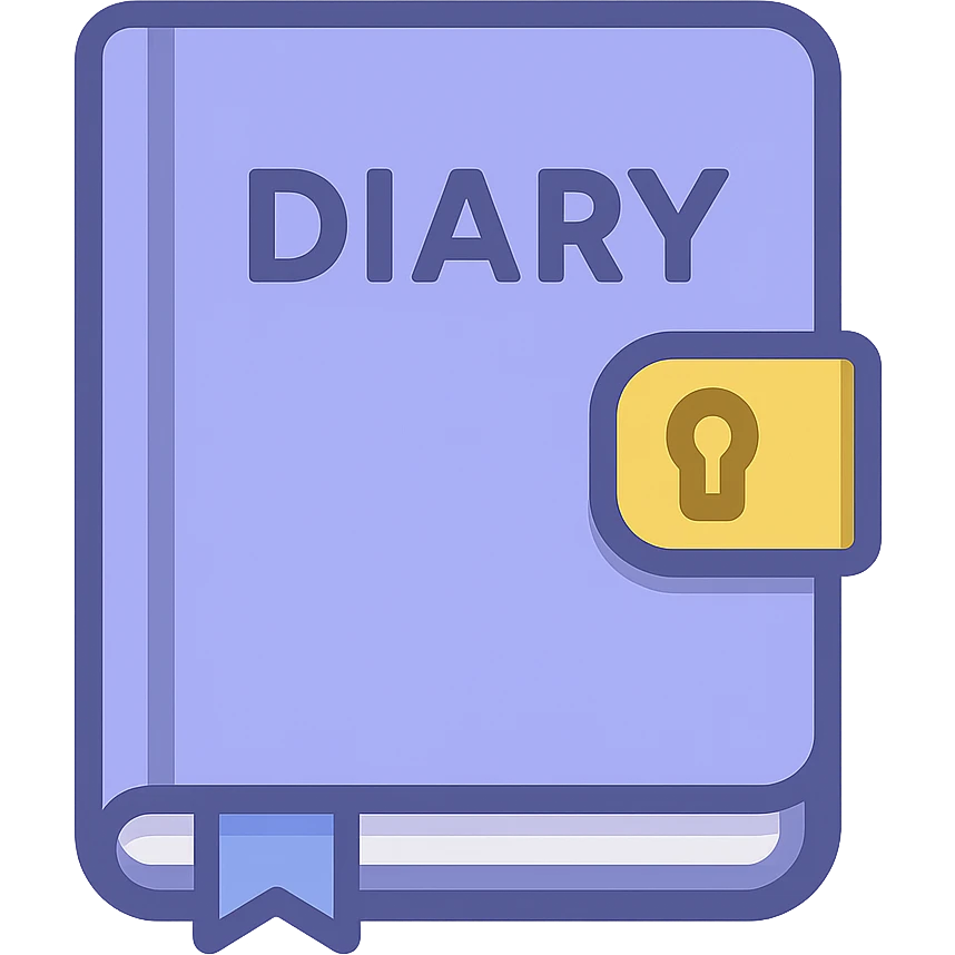 periwinkle diary journal notebook, twitter emoji style emoji