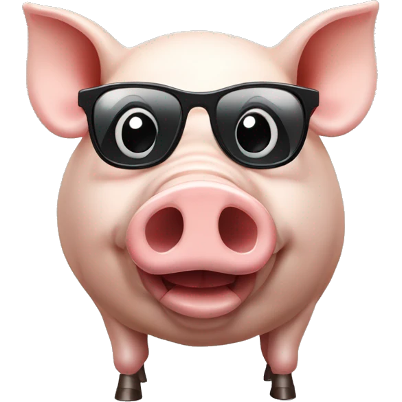 cochon qui mange du jambon avec des lunettes emoji