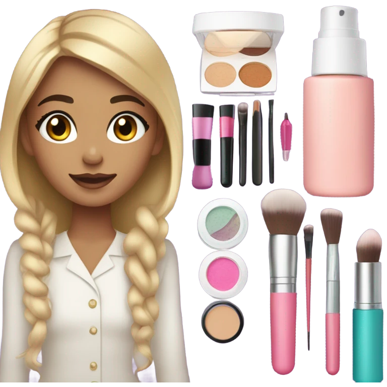 Makeup kit and a white girl  emoji