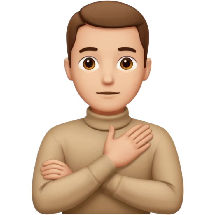 Guy with hands crossed around neck emoji