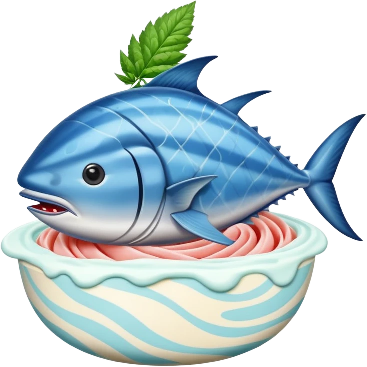 bluefin tuna in a gelato with cannabis leaf emoji