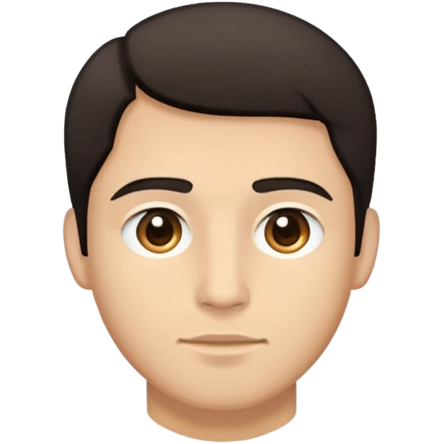 close-up of man face only with medium eyes, medium light skin tone, dark hair, no neck visible, just the face emoji