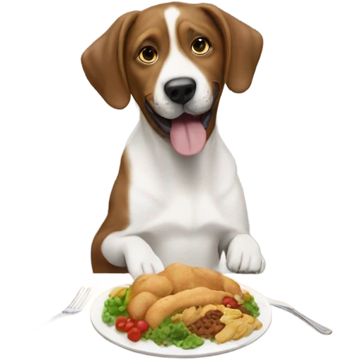 Dog eating at a table emoji