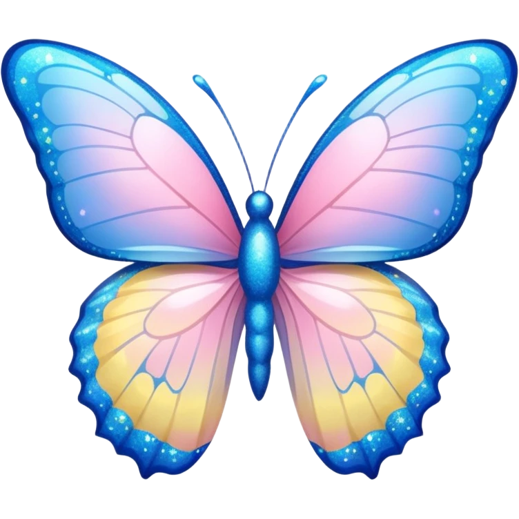 Pastel whitish light pale pink-blue-yellow-gradients shiny sparkly glittery fine nice gorgeous colorful bufferfly emoji