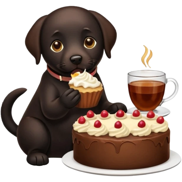 Cup of Tea cake black Labrador  emoji