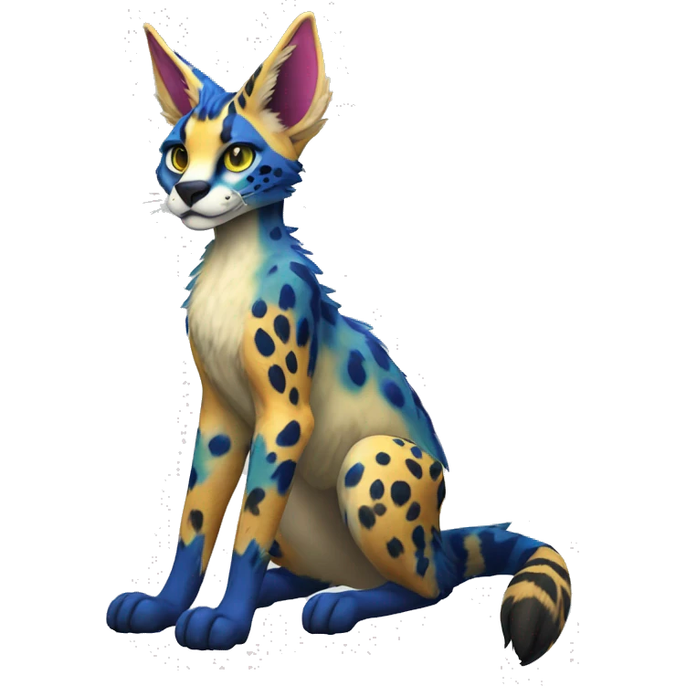 Epic Colorful Sergal-Serval-Vernid full body emoji