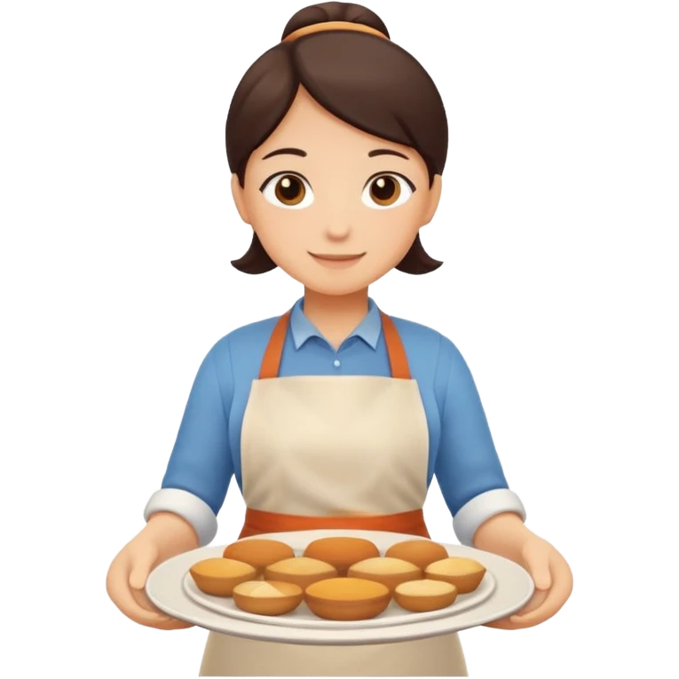 Home cooking avatar in clean emoji-style illustration. Homemade dishes on a plate, warm cozy colors, simple shapes, flat design, high contrast, friendly and inviting. emoji